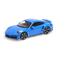 Minichamps 1/18 Porsche 911 (992) Turbo S - 2021 – Blue Diecast Car