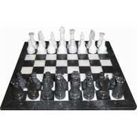 Chess Set Onyx 16in Black/White M159