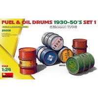 Miniart 1/35 Fuel & Oil Drums 1930-50's Set 1 (German Type) Plastic Model Kit