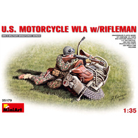 Miniart 1/35 U.S.Motorcycle WLA with Rifleman 35179 Plastic Model Kit