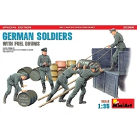 MiniArt 1/35 German Soldiers w/ Fuel Drums. Special Edition (35041 & 35597 6 drums) Plastic Model Kit