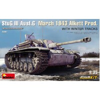 MiniArt 1/35 StuG III Ausf. G  March 1943 Alkett Prod  w/Winter Tracks.  Interior Kit Plastic Model Kit