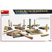 Miniart 1/35 7.5 cm Sprgr., Nbgr. & Pzgr. Patr. Kw.K.40 (Stu.K.40) Shells with Ammo Boxes Plastic Model Kit