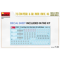 Miniart 1/35 7.5 cm Pzgr. & Gr. Patr. Kw.K. 40 Shells with Ammo Boxes Plastic Model Kit