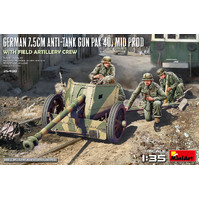 Miniart 1/35 German 7.5cm Anti-Tank Gun PaK 40. Mid Prod w/ Artillery Crew Plastic Model Kit