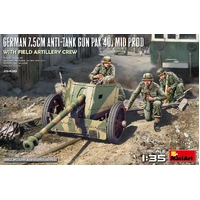 Miniart 1/35 German 7.5cm Anti-Tank Gun PaK 40. Mid Prod w/ Artillery Crew Plastic Model Kit