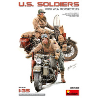 Miniart 1/35 U.S. Soldiers w/ WLA Motorcycles Plastic Model Kit