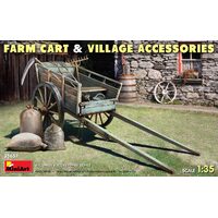 MiniArt 1/35 Farm Cart with Village Accessories Plastic Model Kit