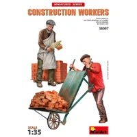 Miniart 1/35 Construction Workers with Accessories Plastic Model Kit
