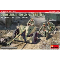 MiniArt 1/35 German 7.5cm Anti-Tank Gun PaK 40. Mid Prod w/ Artillery Crew. Special Edition Plastic Model Kit