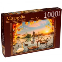 Magnolia 1000pc Swans near Charles Bridge Jigsaw Puzzle