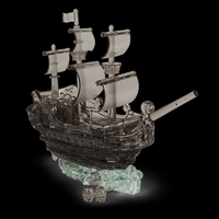 Mag-Nif 3D Black Pirate Ship Crystal Puzzle MAG-91106