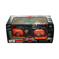 Maisto 1/24 1948 Ford F-1 Pickup with 1/24 1958 Harley Davidson FLH Duo Glide
