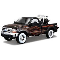Maisto 1/24 Harley Davidson Ford 1999 F-350 Pickup & 2002 FXSTB NightTrain