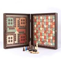 Manopoulos Vintage Style - 4 in 1 Combo Game - Chess/Backgammon/Ludo/Snakes
