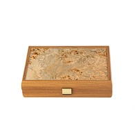 Manopoulos Plastic Coated Playing Cards In Wooden Case With Lupo Burl 24x17cm