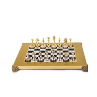 Manopoulos Classic Metal Staunton Chess Set with Gold/Silver Chessmen and Bronze Chessboard 28 X 28cm (Small)