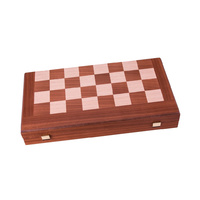 Manopoulos Handmade Mahogany Inlaid Chess & Backgammon With Black And Oak Points 38x20cm