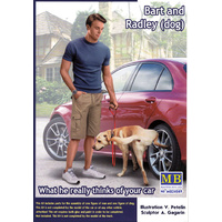 Master Box 24049 1/24 Bart and Radley (dog). What he really thinks of your car. Plastic Model Kit