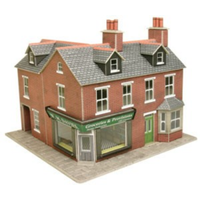 Metcalfe HO Terraced Corner Shop Red Brick Card Kit