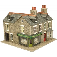 Metcalfe HO Terraced Corner Shop Stone Card Kit
