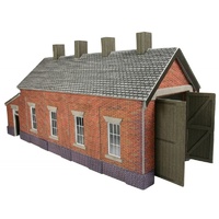 Metcalfe HO Red Brick Sgle Track Engine Shed Card Kit