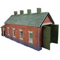 Metcalfe HO Red Brick Sgle Track Engine Shed Card Kit