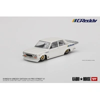 Mini GT 1/64 Datsun 510 Pro Street GREDDY Pearl White - LHD Diecast Car