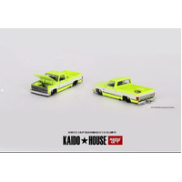 MiniGT 1/64 Kaido House x MiniGT - Chevrolet Silverado KAIDO Flo Yellow V1 Diecast Car
