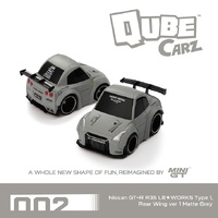 Mini GT QubeCarz Nissan GT-R R35 LB-WORKS Type 1 Rear Wing V1 Matte Grey Blister Diecast Model Car