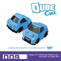 Mini GT QubeCarz Nissan GT-R (R35) LB-WORKS Type 1, Rear Wing ver 2 Baby Blue Diecast Model Car