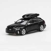 MiniGT 1/64 Audi RS 6 Avant - Mythos Black Metallic w/ Roof Box Diecast Car