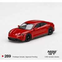 MiniGT 1/64 Porsche Taycan Turbo S Carmine Red (RHD) Diecast Car