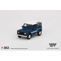 MiniGT 1/64 Land Rover Defender 90 County Wagon Stratos Blue Diecast Car