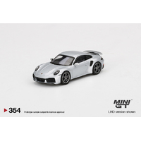 MiniGT 1/64 Porsche 911 Turbo S GT Silver Metallic Diecast Car