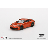 Mini GT 1/64 Porsche 911 (992) Carrera 4S Lava Orange Diecast Car