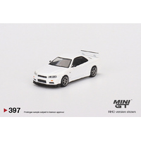 Mini GT 1/64 Nissan Skyline GT-R (R34) V-Spec N1 White Diecast Car