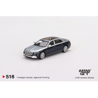 Mini GT 1/64 Mercedes-Maybach S680 Cirrus Silver / Nautical Blue metallic Diecast Car