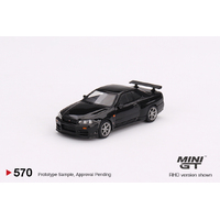 Mini GT 1/64 Nissan Skyline GT-R (R34) V-Spec Black Pearl Diecast Car