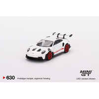 Mini GT 1/64 Porsche 911 (992) GT3 RS White with Pyro Red Accent Package Diecast Car