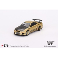 Mini GT 1/64 Nissan Skyline GT-R (R34) Top Secret  Top Secret Gold - Japan Exclusive