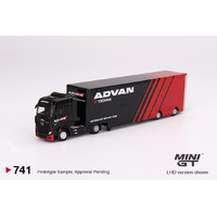 Mini GT 1/64 Mercedes-Benz Actros  w/ Racing Transporter "ADVAN" Diecast Model Truck