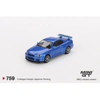 Mini GT 1/64 Nissan Skyline GT-R R34 V-Spec Bayside Blue Diecast Model Car