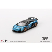 Mini GT 1/64 Lamborghini Aventador SVJ 63 Blu Aegir Diecast Model Car