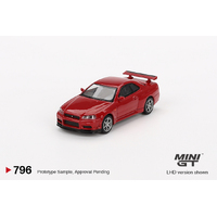 Mini GT 1/64 Nissan Skyline GT-R (R34)  V-Spec Active Red Diecast Model Car