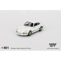 Mini GT 1/64 Porsche 911 Carrera RS 2.7 Grand Prix White with Green Livery Diecast Model Car