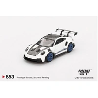 Mini GT 1/64 Porsche 911 (992) GT3 RS Weissach Package White With Indigo Blue Diecast Model Car