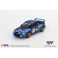 Mini GT 1/64 Subaru Impreza WRC98 - #3, Mcrae/Grist - 3rd place, 1998 Rally Monte-Carlo Diecast Model Car