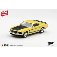 Mini GT 1/64 Ford Mustang Boss 302 1969 Bright Yellow Diecast Model Car