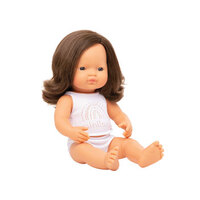 Miniland - Baby Doll - Caucasian Brunette Girl 38cm